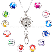 SUNNYCLUE DIY Card Holders Necklace Making Kits, include Alloy Snap Pendant Makings, 304 Stainless Steel Cable Chains Necklaces, Constellation Pattern Brass Glass Snap Buttons, Mixed Color, Necklaces: about 29.5 inch(74.9cm), 1pc/set(DIY-SC0012-95)