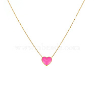 Stainless Steel Heart Pendant Necklaces, with Enamel, Golden, 15.75 inch(40cm)(YM4283-1)