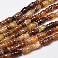 Column Natural Striped Agate/Banded Agate Bead Strands, Dyed, 15x8mm, Hole: 1.2mm, about 25pcs/strand, 14.9 inch(G-M258-41)