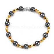 Synthetic Non-magnetic Hematite Beaded Stretch Bracelets for Women Men, with Platinum Alloy Clasp, 8-1/8 inch(20.5cm)(BJEW-F480-02A)