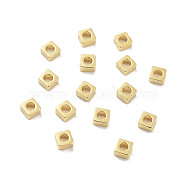 Brass Beads, Cadmium Free & Lead Free, Square, Real 24K Gold Plated, 3x3x1.5mm, Hole: 1.6mm(KK-M288-04G-B)