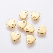 201 Stainless Steel Charms, Stamping Blank Tag, Heart, Real 24k Gold Plated, 5x6x1mm, Hole: 1mm(STAS-L234-045A-G)