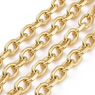 Brass Cable Chains, Diamond Cut Chains, Soldered, Faceted, with Spool, Oval, Long-Lasting Plated, Real 18K Gold Plated, 10.8x6x2mm, about 16.4 Feet(5m)/roll(CHC-G005-23G)