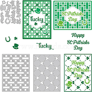 3Pcs 3 Styles Saint Patrick's Day Carbon Steel Cutting Dies Stencils, for DIY Scrapbooking, Photo Album, Decorative Embossing Paper Card, Stainless Steel Color, Word & Shamrock & Top Hat, Saint Patrick's Day Themed Pattern, 83~148x93~110x0.8mm, 1pc/style(DIY-WH0309-791)