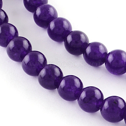 Dyed Natural White Jade Round Bead Strands, Indigo, 8mm, Hole: 1mm, about 48pcs/strand, 14.9 inch(G-Q937-22)