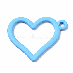 Spray Painted Alloy Pendants, Cadmium Free & Nickel Free & Lead Free, Heart, Cornflower Blue, 20.5x25.5x1mm, Hole: 2mm(PALLOY-Q434-013C-NR)