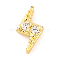 Rack Plating Brass Micro Pave Clear Cubic Zirconia Cabochons, Cadmium Free & Lead Free, Long-Lasting Plated, Real 18K Gold Plated, Lightning Bolt, 6x3x2mm(KK-F874-02G-03)