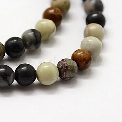 Natural Picasso Stone/Picasso Jasper Bead Strands, Round, 4mm, Hole: 1mm, about 89pcs/strand, 15.3 inches(39cm)(G-G735-45-4mm)