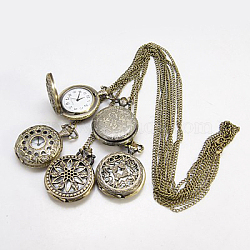 Fashion Iron Pocket Watches, with Brass Watch Head, Antique Bronze, 760mm(WACH-G006-M2)