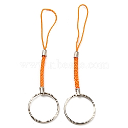 Polyester Cord Mobile Straps, with Platinum Plated Iron Findings, Dark Orange, 10.1~10.2cm(FIND-G063-04P-03)