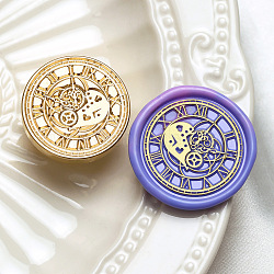 Wax Seal Brass Stamp Heads, for Wax Seal Stamp, Golden, Clock, 30x14mm, Inner Diameter: 7mm(AJEW-I067-A14)