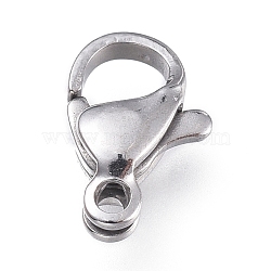 Tarnish Resistant 316 Surgical Stainless Steel Lobster Claw Clasps, Manual Polishing, Stainless Steel Color, 10x6.6x3.1mm, Hole: 1.2mm(STAS-M281-01P-B)