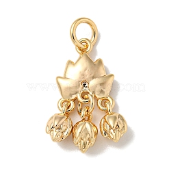 Brass Pendants, with Jump Rings, Flower, Real 18K Gold Plated, 22x13x5mm, Hole: 4mm(KK-K378-10G)