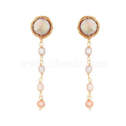 Baroque Pearl Vintage Style Earrings, Gold Plated Brass Long Earrings(GC6827-3)
