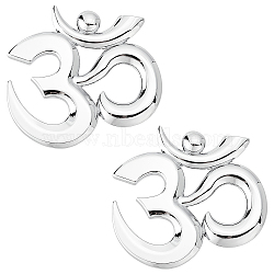 Zinc Alloy Car Stickers, Self Adhesive Badge Decals, Aum/Om Symbol, Platinum, 59x62x4mm(AJEW-FH0001-65)