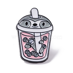 Bradypod and Bubble Cup Enamel Pin, Animal Alloy Enamel Brooch, Anti-Exposure Neckline Safety Pin for Women, Electrophoresis Black, Pink, 30.5x20x10.5mm, Pin: 1mm(JEWB-O006-A05)