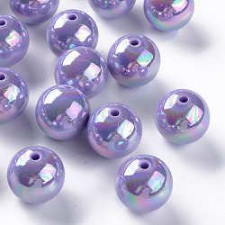 Opaque Acrylic Beads, AB Color Plated, Round, Medium Purple, 20x19mm, Hole: 2~3mm, about 111pcs/500g(MACR-S370-D20mm-SS2114)