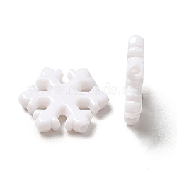Opaque Acrylic Beads, Christmas Snowflake, White, 12x11x2mm, Hole: 1.2mm, about 2500pcs/500g(MACR-J123-24)