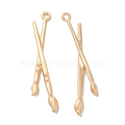 Alloy Pendants, Brush, Matte Gold Color, 45.5x11x2.5mm, Hole: 1.8mm(PALLOY-D016-34MG)