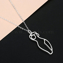 Alloy Female Body Pendant Necklace, Feminism Jewelry for Women, Silver, 17.72 inch(45cm)(GIPO-PW0001-013S)