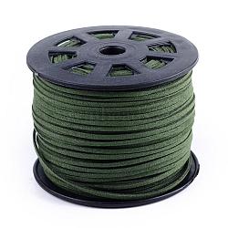 Faux Suede Cords, Faux Suede Lace, Dark Olive Green, 1/8 inch(3mm)x1.5mm, about 100yards/roll(91.44m/roll), 300 feet/roll(LW-S028-14)