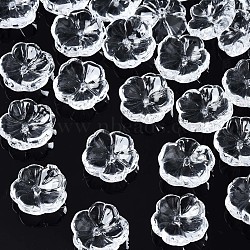 Transparent Glass Beads, Flower, Clear, 15x15x6mm, Hole: 1.2mm(GLAA-Q089-003-A001)