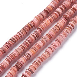Natural Freshwater Shell Beads Strands, Dyed, Heishi Beads, Flat Round/Disc, Dark Salmon, 8~8.5x1~3mm, Hole: 1mm, about 210pcs/strand, 15.39 inch(39.1cm)(X-BSHE-I016-04E)
