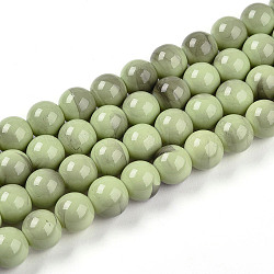 Baking Paint Glass Beads Strands, Round, Two Tone, Dark Sea Green, 10~10.5mm, Hole: 1.4mm, about 84~87pcs/strand, 31.10~32.28 inch(79~82cm)(DGLA-N013-10mm-05)