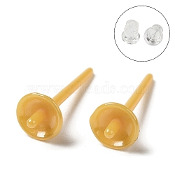 Hypoallergenic Bioceramics Zirconia Ceramic Stud Earring Findings, for Half Drilled Beads, No Fading and Nickel Free, Goldenrod, 14.5x5mm, Pin: 1mm(FIND-Z007-01B-02)