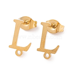 Ion Plating(IP) 304 Stainless Steel Stud Earrings, for Women, Letter L, 11.5x7.5mm, Hole: 1mm, Pin: 0.7mm(FIND-Q103-01L-G)