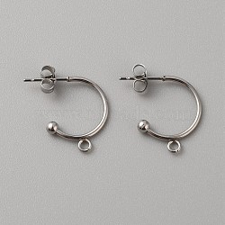 304 Stainless Steel Stud Earring Findings, with Horizontal Loops, Round, Stainless Steel Color, 18x15x3mm, Hole: 1.8mm(X1-STAS-TAC0017-02C)