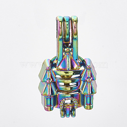 Plated Alloy Bead Cage Pendants, Alcazar, Colorful, 28x15.5x10mm, Hole: 4x4.5mm; Inner Measure: 9.5mm(PALLOY-S119-073)
