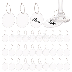 DIY Blank Wine Glass Charm Making Kit, Including Acrylic Pendant, Iron Hoop Earrings, Wine Glass Charm Rings, Flat Round, 80Pcs/box, 49.5x2mm, Hole: 2mm(DIY-FG0004-59B)