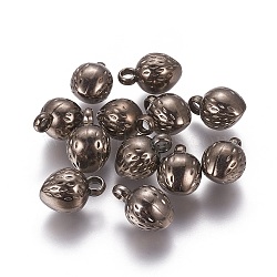 CCB Plastic Fruit Pendants, Strawberry Charms, Gunmetal, 15x10x9.5mm, Hole: 3mm(CCB-J030-24B)