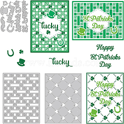 3Pcs 3 Styles Saint Patrick's Day Carbon Steel Cutting Dies Stencils, for DIY Scrapbooking, Photo Album, Decorative Embossing Paper Card, Stainless Steel Color, Word & Shamrock & Top Hat, Saint Patrick's Day Themed Pattern, 83~148x93~110x0.8mm, 1pc/style(DIY-WH0309-791)