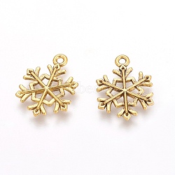 Tibetan Style Alloy Pendants, Lead Free & Cadmium Free, Snowflake, for Christmas, Antique Golden, 21x16x2mm, Hole: 2mm(TIBEP-GC114-AG-RS)