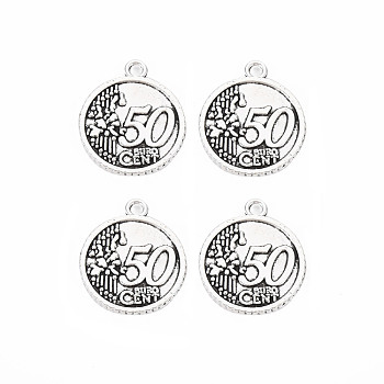 Tibetan Style Alloy Pendants, Cadmium Free & Lead Free, Flat Round with Number 50, Antique Silver, 27.5x23.5x2mm, Hole: 2.5mm, about 268pcs/1000g