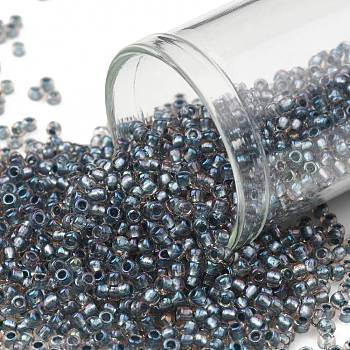 TOHO Round Seed Beads, Japanese Seed Beads, (272) Inside Color AB Crystal/Light Blue Lined, 11/0, 2.2mm, Hole: 0.8mm, about 1110pcs/10g