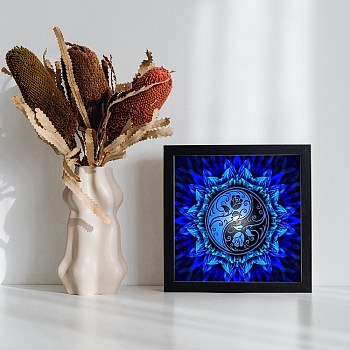 DIY 5D Diamond Painting Mandala Flower Full Drill Kits, Including Canvas Painting Cloth, Resin Rhinestones, Diamond Sticky Pen, Tray Plate, Glue Clay, Royal Blue, 300x300x0.3mm, Rhinestone: about 3mm in diameter, 1mm thick, 20 bags