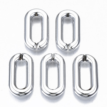 CCB Plastic Linkings Rings, Quick Link Connectors, For Jewelry Cable Chains Making, Oval, Platinum, 20x10.5x3mm, Inner Diameter: 13.5x4mm