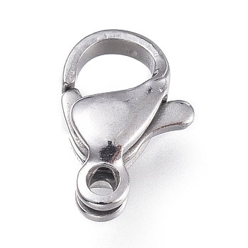 316 Surgical Stainless Steel Lobster Claw Clasps, Manual Polishing, Stainless Steel Color, 10x6.6x3.1mm, Hole: 1.2mm