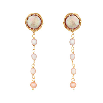 Baroque Pearl Vintage Style Earrings, Gold Plated Brass Long Earrings