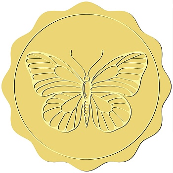 34 Sheets Self Adhesive Gold Foil Embossed Stickers, Round Dot Medal Decoration Sticker for Envelope Card Seal, Butterfly, 165x211mm, 12pcs/sheet