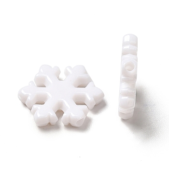 Opaque Acrylic Beads, Christmas Snowflake, White, 12x11x2mm, Hole: 1.2mm, about 2500pcs/500g