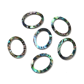 Natural Abalone Shell/Paua Shell Cabochons, Hollow Oval, 18.5x14.5x1mm