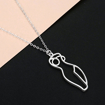 Alloy Female Body Pendant Necklace, Feminism Jewelry for Women, Silver, 17.72 inch(45cm)