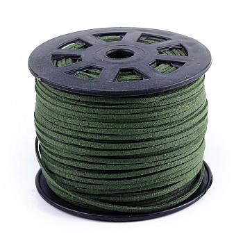 Faux Suede Cords, Faux Suede Lace, Dark Olive Green, 1/8 inch(3mm)x1.5mm, about 100yards/roll(91.44m/roll), 300 feet/roll