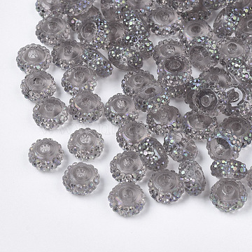 Resin Rhinestone Beads, AB Color Plated, Rondelle, Snow, 6x4mm, Hole: 1.8mm(RESI-T020-21A-056)