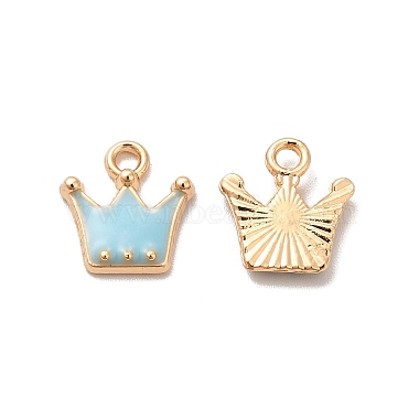 Light Gold Aqua Crown Alloy+Enamel Pendants