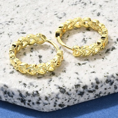 Brass Clear Cubic Zirconia Hoop Earrings(EJEW-M047-18G)-2